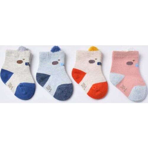 4Pair/lot autumn and winter new childrens socks cotton cartoon stereo boys and girls baby socks