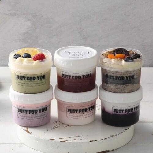 50pcs Net red ice cream box plastic jar yogurt pudding dessert packaging boxes diy party favors cake pastry cup with lid 160ml