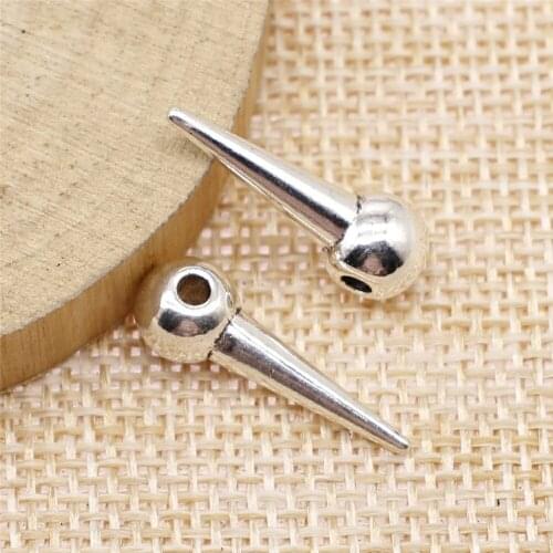 6pcs 21x7x7mm Awl Taper Charm Pendants For Jewelry Making Tibetan Silver Color Awl Taper Pendants Charm Awl