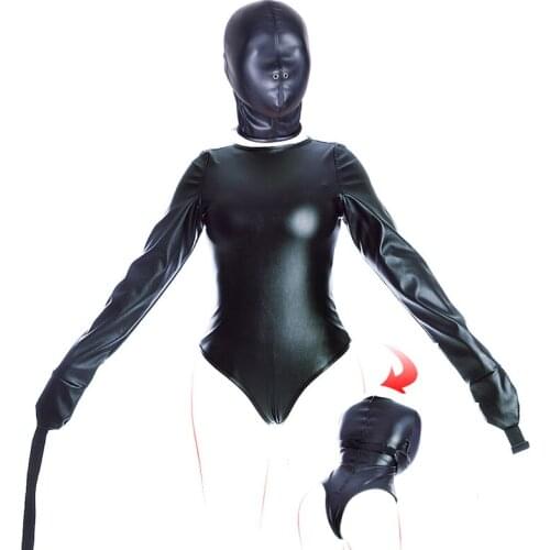 BDSM Bondage PU Leather Double Arm Binder Restraint Straitjacket,Medical Play Bodysuit,Adult Costumes Sex Toys For Cosplay