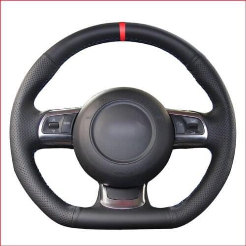 Red Marker Artificial Leather Steering Wheel Cover for Audi TT TTS (8J) 2006-2014 A3 S3 (8P) Sportback 2008-2012 R8