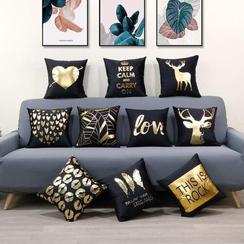Black Geometric Stamping Plush Throw Pillow Sofa Fur Cushion Covers Pillow Case Pillow Cushions Pillowcase Home Decoration 45cm