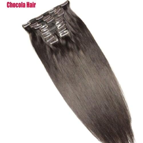 Chocola Full Head Brazilian Machine Made Remy Hair 10pcs Set 220g 16"-28" Natural Straight Clip In Human Hair Extensions