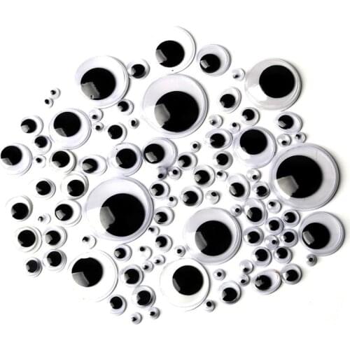 8/10/12/15/20mm 100pcs Animal Black Plastic Eyes for Toys Dolls Self-adhesive Googly Acrylic Diy Eyes for Crafts Stickers Mixed