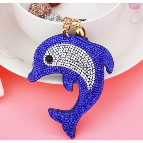 ExquiSite Fashion Dolphin Two-color Diamond Bag Decoration Pendant Fleece Material Hot Diamond Tassel Key Chain