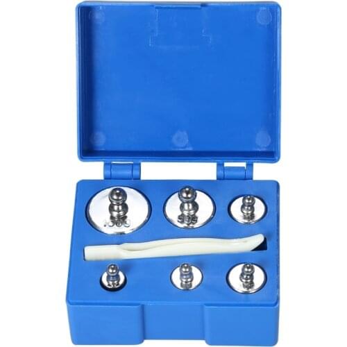 6pcs Weight 5g 10g 2x20g 50g 100g Grams Calibration Weights Kit Set Total 200g with Tweezer for Balance Scale
