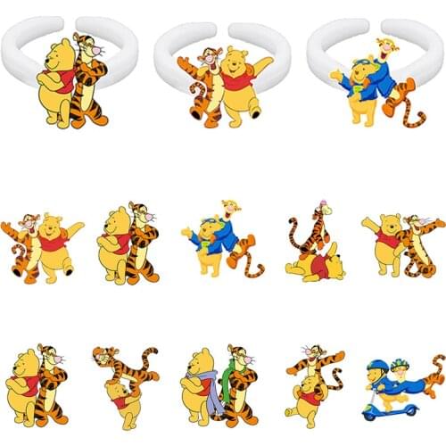 Disney Winnie The Pooh And Tiao Tiao Tiger Play With Animated Patterns To Send Friends Jewelry Resin Ring Acrylic Ring Jewelry