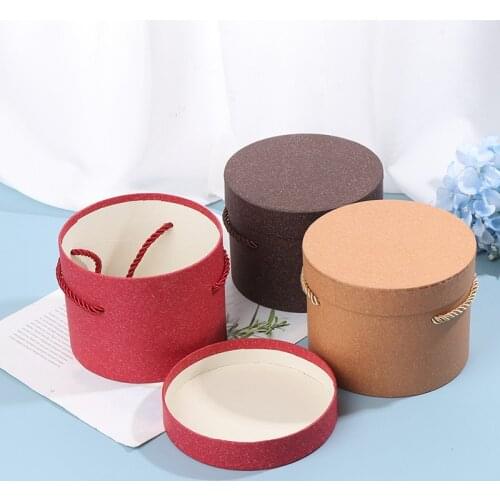 1 Pc Round Paper Boxes Lid Hug Florist Flowers Bucket Gift Packaging Storage Box Gift Decor Box 13x13x10cm