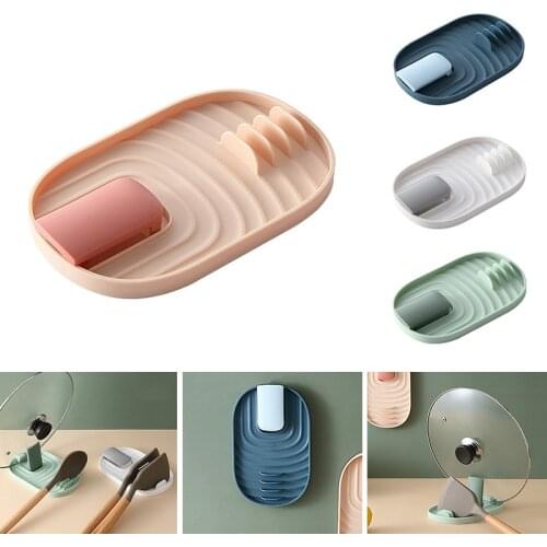 Plastic Spoon Holder Pot Lid Shelf Foldable Spoon Rest Utensil Spatula Holder Heat Resistant Storage Shelves Kitchen Accessories