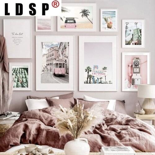 LDSP Nordic Pink Vintage Cityscape Bohemia Landscape Canvas Painting Wall Art Print Poster Picture Modern Living Room Home Decor