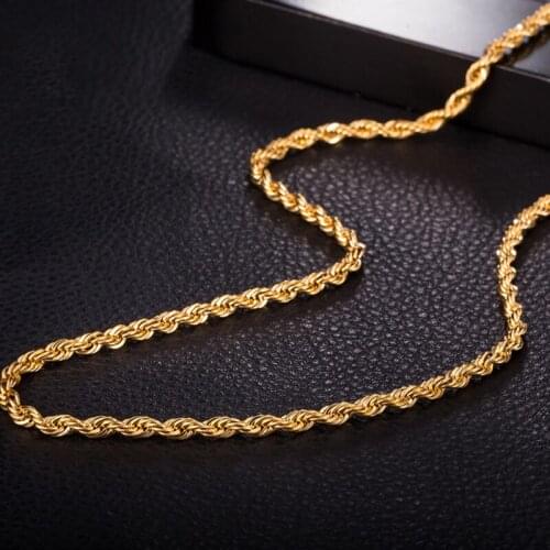 Fashion Necklace For Men European And American Simple Personality Tyrant New 18k Gold Twist Chain Wedding Birthday Jewelry