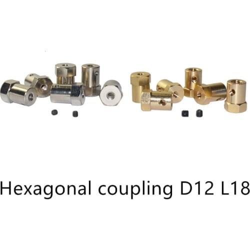 GKTOOLS Hex Coupler Brass D12 L18 Tire Connector 2/3/3.17/4/5/6/7/ 8mm Coupling for Decelerate Motor Shaft Robot Smart Car Wheel