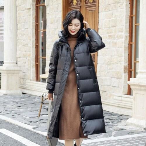 2019 new style light ladies down jacket medium and long style over knee slim women coat Korean version fashion thin lady clothes