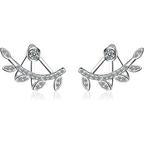 New Top Quality 925 Sterling Silver Branch Set CZ Leaf Stud Earrings For Women Girl Jewelry Orecchini Aros Aretes Earring