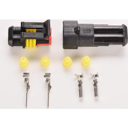 1 set Flame Retardancy 2P Auto Connector Waterproof Automotive Wire Connector Plug 2 Pins Electrical Car Motorcycle HID