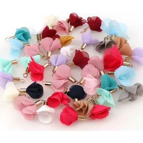 100 Pieces Mix Color 4x25mmmm Gold Color Flower Shape Copper Top Tassel Charm Pendant For DIY Creative Jewelry Findings Making