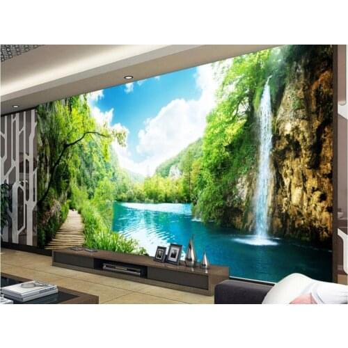 Custom 3d mural wallpaper Beautiful romantic mountain landscape painting 3d mural wallpaper