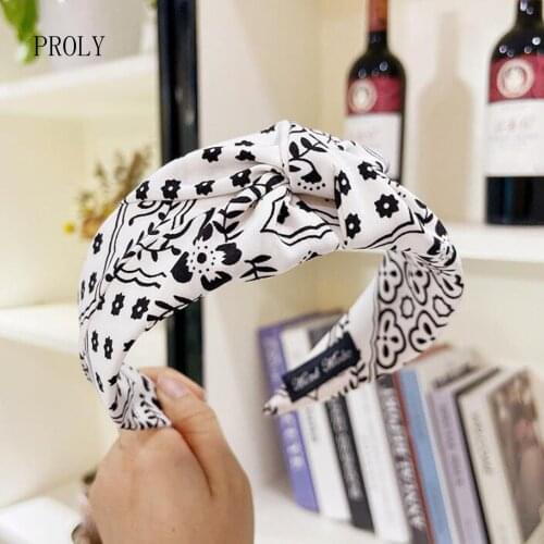 PROLY New Fashion Women Headband Adult Fresh Bohemia Hairband Wide Side Casual Headdress Girls Flower Hair Accessories