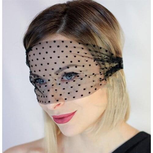Sexy Black Mesh Face Cover Eye Mask Yarn Bandage Veil Headdress for Girl Retro Blindfold Veil Fun Eye Lace Mask Hair Accessories