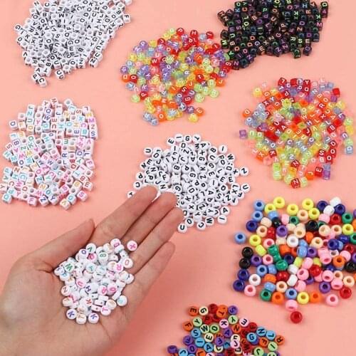 Mixed Letter Acrylic Beads Round Flat Cube Alphabet Loose Spacer Beads For Jewelry Making Diy Bracelet Necklace Big Hole Beads