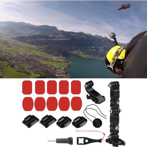Adjustable Helmet Chin Mount J-Hook Buckle Adhesive Pad for GoPro Xiao-mi Mijia