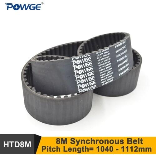 1pcs HTD8M Belt 1072 8M 20 Teeth=134 Length=1072mm Width=20mm 8M Timing Belt Rubber Closed-Loop Belt 1072-8M S8M Timing Pulley