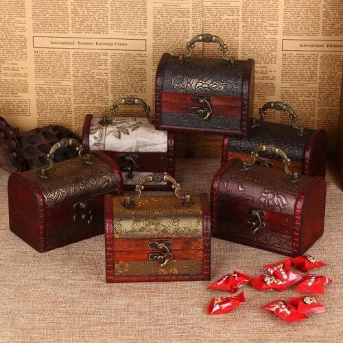 Jewelry Box Plywood Storage Case Flowers Pattern Retro Classic Wooden Vintage Metal Lock Candy Boxes Small Organizer S2017194