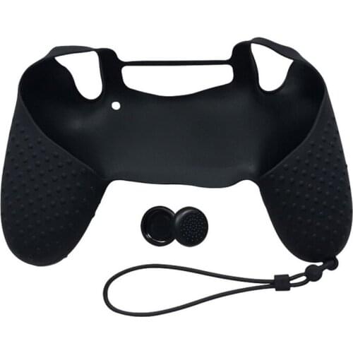 New Arrival Black Silicone Cover Gamepad Controller Protect Case Skin+JoyStick Caps for Sony Play Station 4 PS4 ps 4 Controller