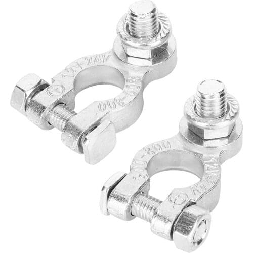 1 Pair of 12/24V Universal Car Battery Terminals Connector Clamp Clip Stud Type 10mm/0.4in Cable Positive Negative