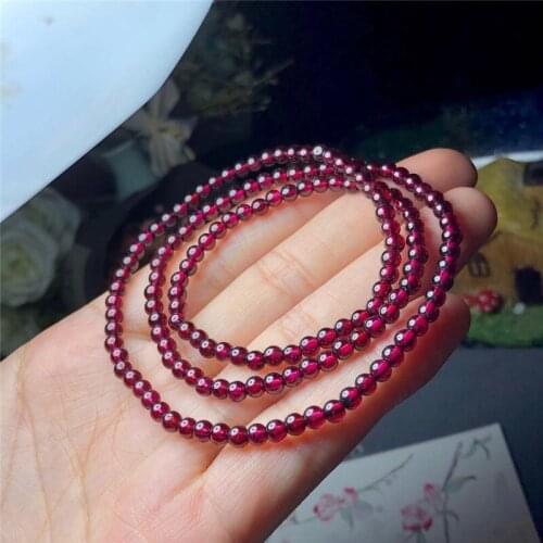 JD High Quality Wine Red AAA+ Natural 3.8mm Garnet Round Stone Beads Statement Bracelet 54cm Long Jewelry Best healthy Gift