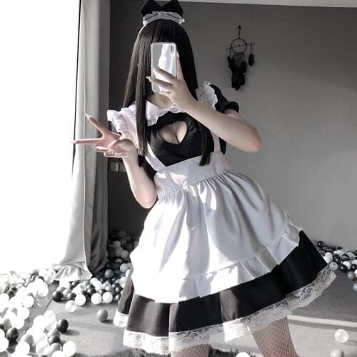 Japanese Sexy Lolita Maid Outfit Cute Anime Girls Maid Cosplay Costume Women Cafe Waiter Uniform Erotic Role Play Lingerie