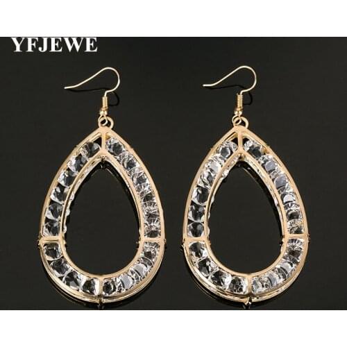 YFJEWE Elegant Wedding Jewelry Gold color Earrings For Girl Christmas Gift Clear Glass Crystal Drop Dangle Earrings Charm #E286