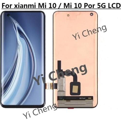 AMOLED 6.67" For Xiaomi Mi 10 lcd Display Touch Screen Digitizer Assembly mi 10 pro 5G lcd for xiaomi mi 10 LCD with frame