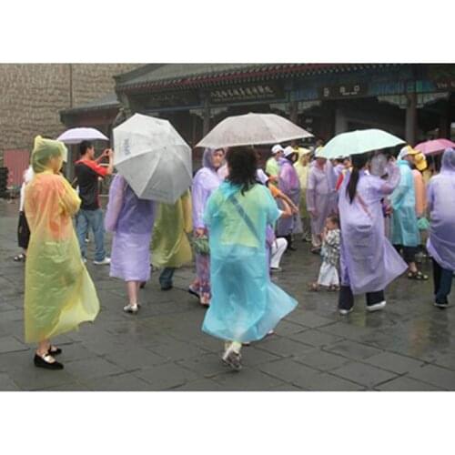10 Pcs Unisex Disposable Raincoat Adult Emergency Waterproof Hood Poncho Travel Camping Must Rain Coat 2020