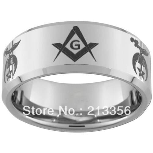 10PCS/LOT FREE SHIPPING!USA WHOLESALES CHEAP PRICE 8MM WOMEN&MENS HIS/HER SILVER BEVELED MASONIC SHRINERS TUNGSTEN MASON RINGS
