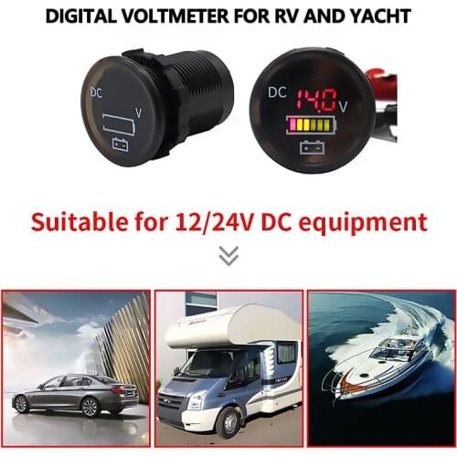 12/24V automatic detection switch LED color Screen digital display voltmeter for motorhome, yacht and marine For RV Yacht