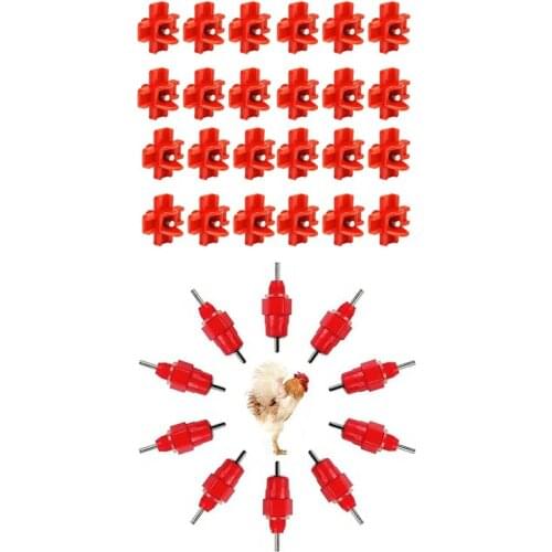 24x Horizontal Side Mount Automatic Poultry Nipples Clean Drinker Waterer & 20 Pcs Quail Chicken Drinking Water Nipples