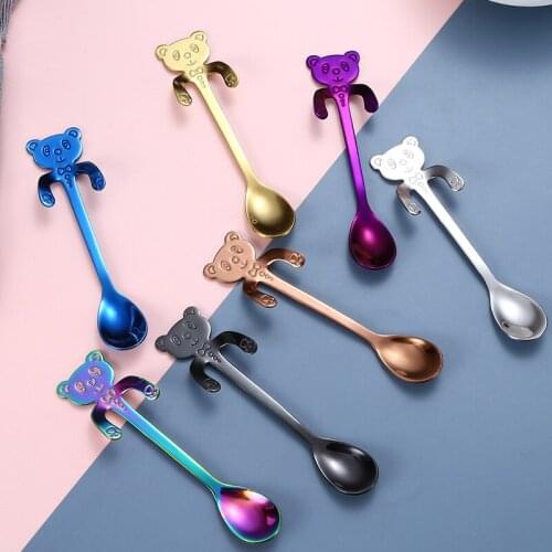 3 pieces of 304 cat cup hanging stainless steel spoon household creative cute stirring coffee honey ice cream