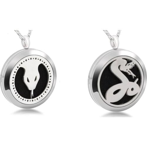 5pcs Aromatherapy Essential Oil Locket Stainless Steel Necklace Jewelry Animal Snake Perfume Diffuser Pendant Locket