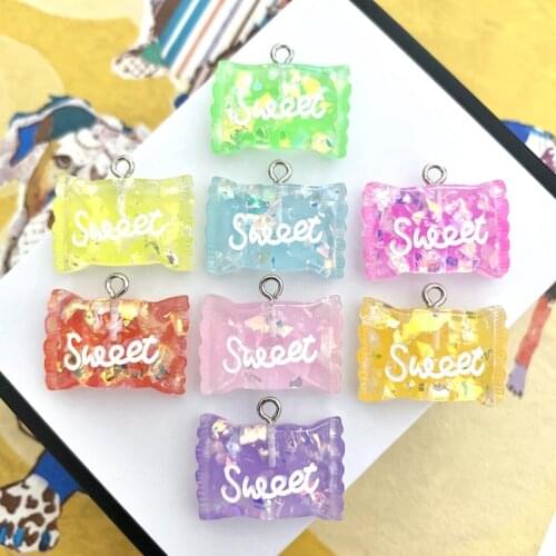 17*25mm Resin Simulation Candy Color Sugar Pendant DIY Accessories Charms Handmade Necklace Keychains Earrings 50PCS