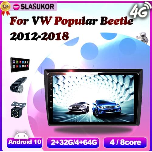6+128G Android 10 For Volkswagen VW Popular Beetle 2012-2018 4G RAM Auto Video Player Navigation Car GPS DVD Cable Canbus 2 din
