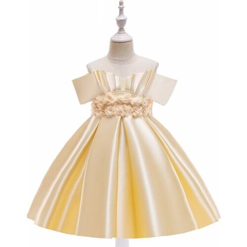6 Cols Ruched Princess Flower Bow Party Wedding Dress for Girls Cotton Lining Summer childrens clothing 3 6 8 10 Years