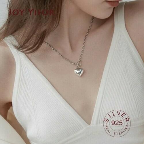 925 Sterling Silver heart Necklace Shining Choker Necklace For Party Female Elegant Fashion Jewelry