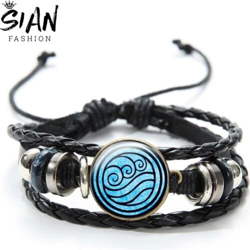 SIAN Avatar The Last Airbender Black Leather Bracelet Art Photo Multilayer Adjustable Bracelets Bangle Jewelry Gifts Accessories