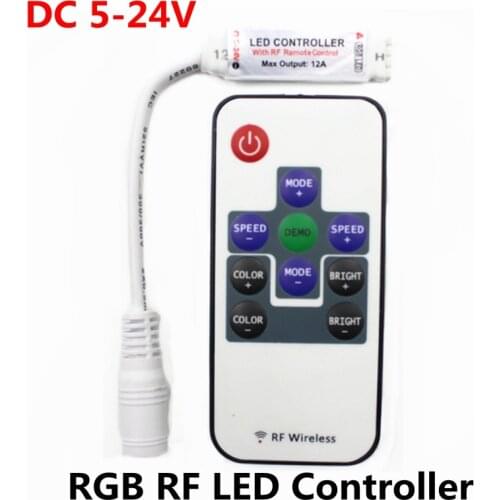 DC 5V-12V-24V RGB RF Wireless Mini LED Controller Remote Driver Dimmer for LED Strip Light SMD 5050 2835 3528 2835 3014 5630