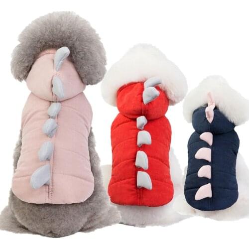 Pet Cat Autumn Winter Jacket Dinosaur Pattern Hooded Cotton Coat dog clothes Pet jacket winter
