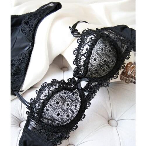 Hot sale Fashion transparent sexy bra lingerie set plus size Women lace embroidery ultra-thin red blue underwear suit