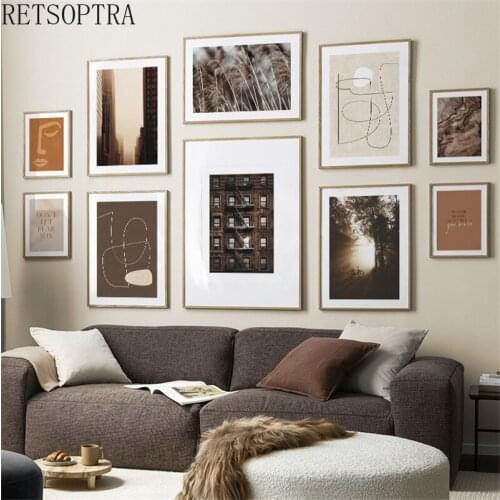Fashion Abstract Canvas Painting Lines Modern Architectural Natural Landscape Wall Art Print Poster Reed Picture Bedroom Decor