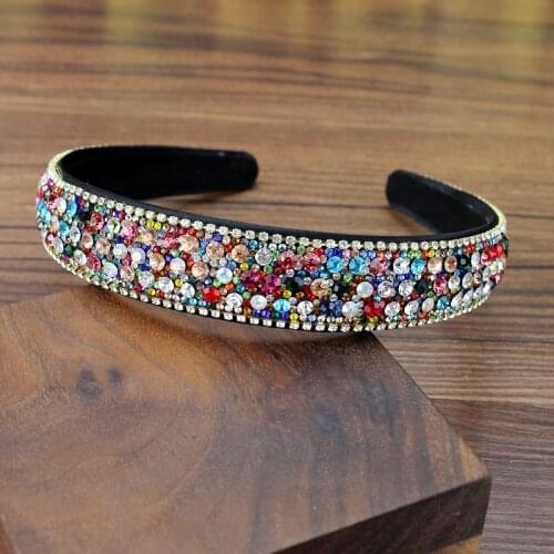 Fashion Shiny Full Colorful Crystal Diamante Headbands Elegant Rhinestone Hairbands For Women Girls Bling Hair Accessories