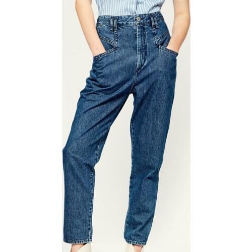 High-waisted Fashion Women Autumn New Cotton Denim Pants Female High Street Casual Slim Trouser Ladies Brand Straight Jeans ML80